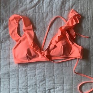 Aerie orange front tie bikini top - size M
